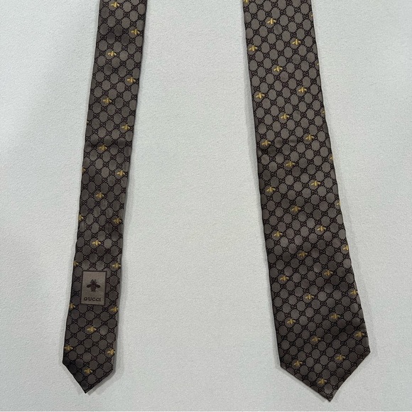 GUCCI Tie Silk BRW all-over men 545078 4E002 - Picture 7 of 8
